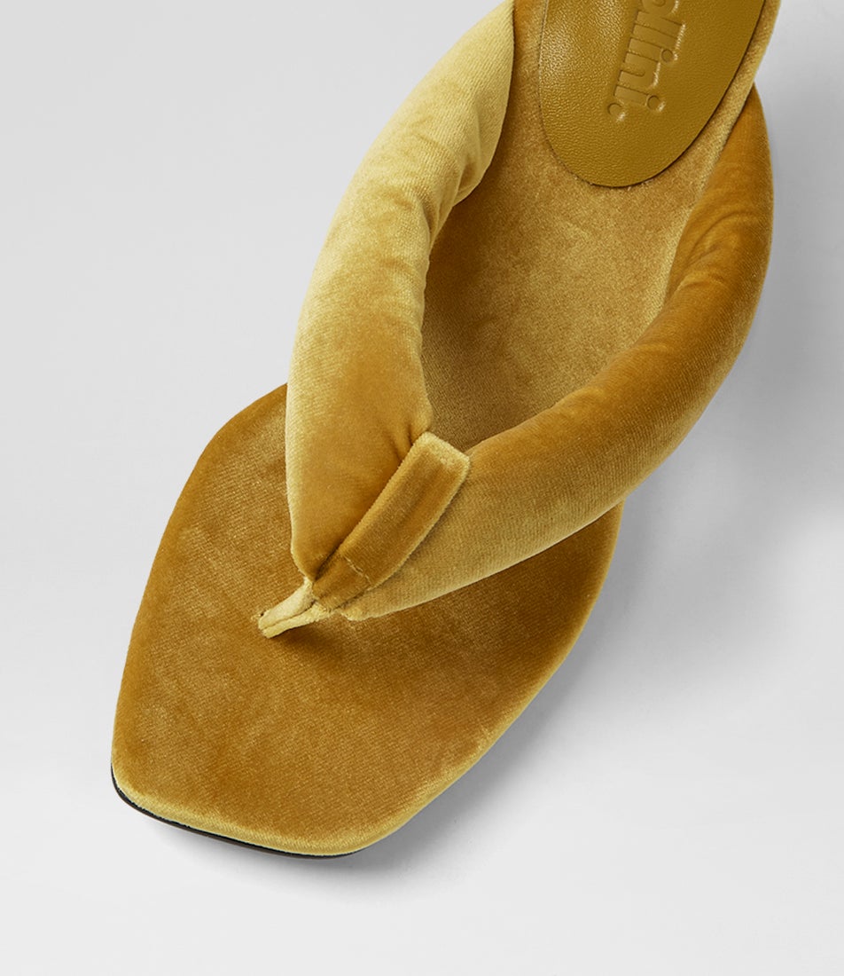 Heedee Chartreuse Velvet Sandals
