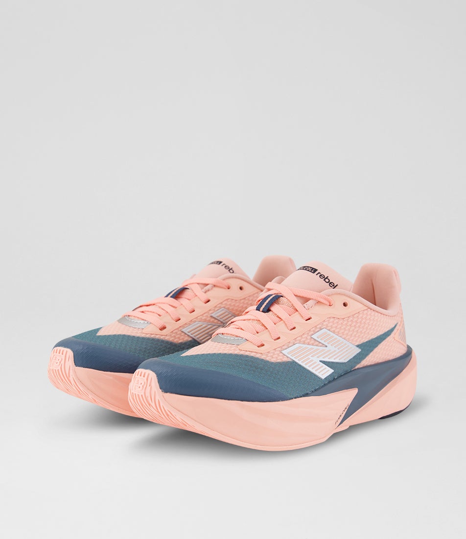 Rebel V5 Youth Pink Lemonade Shadow Blue Mesh Lace Up Sneakers