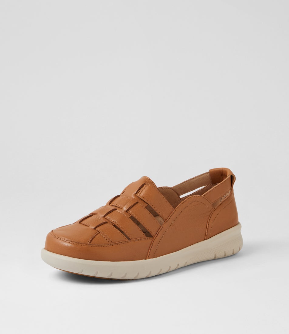 Salma Xw Dark Tan Leather Flat Shoes