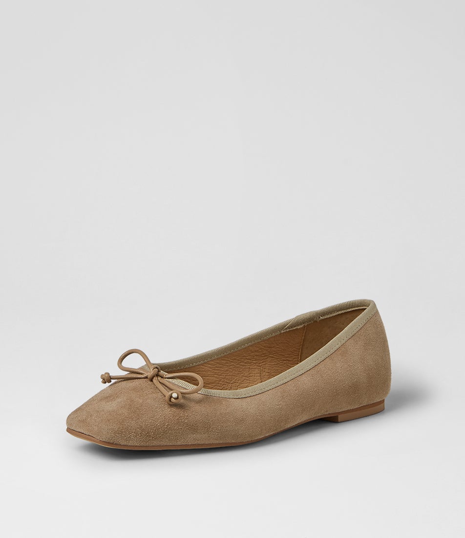 Zokena Taupe Suede Ballet Flats