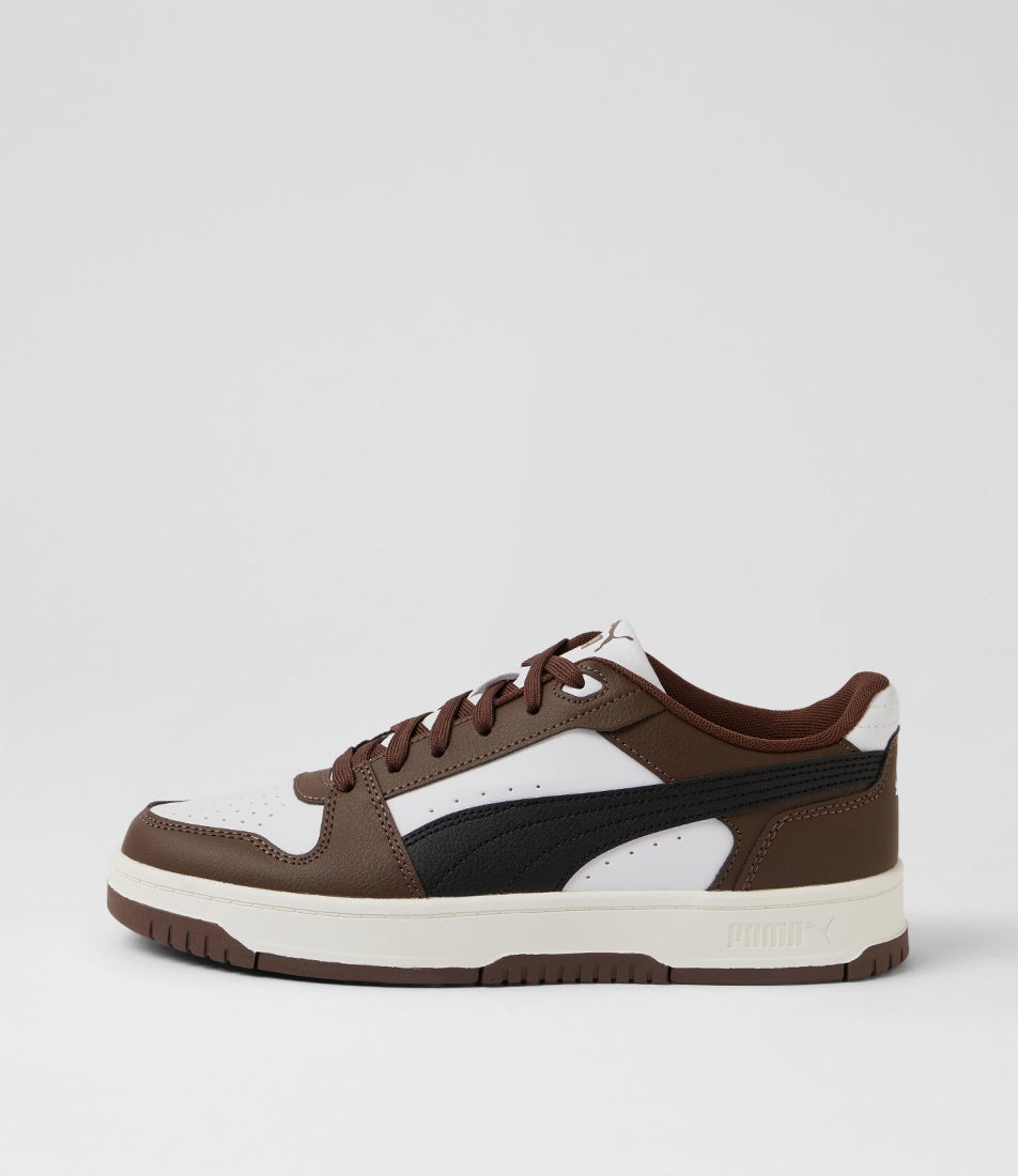 Rebound Slam Lo Chestnut Brown Black White Lace Up Sneakers