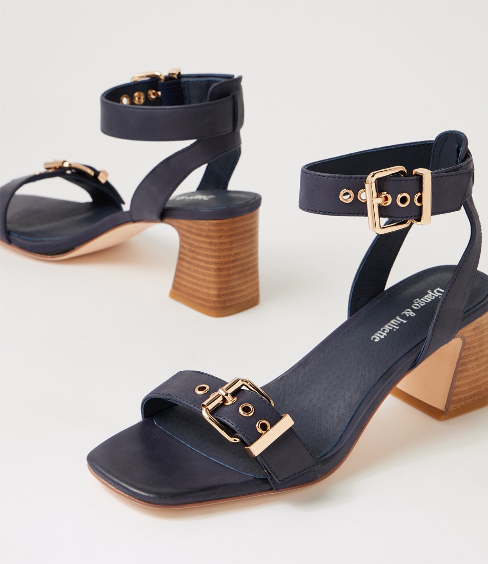 Jenn Navy Natural Leather Sandals