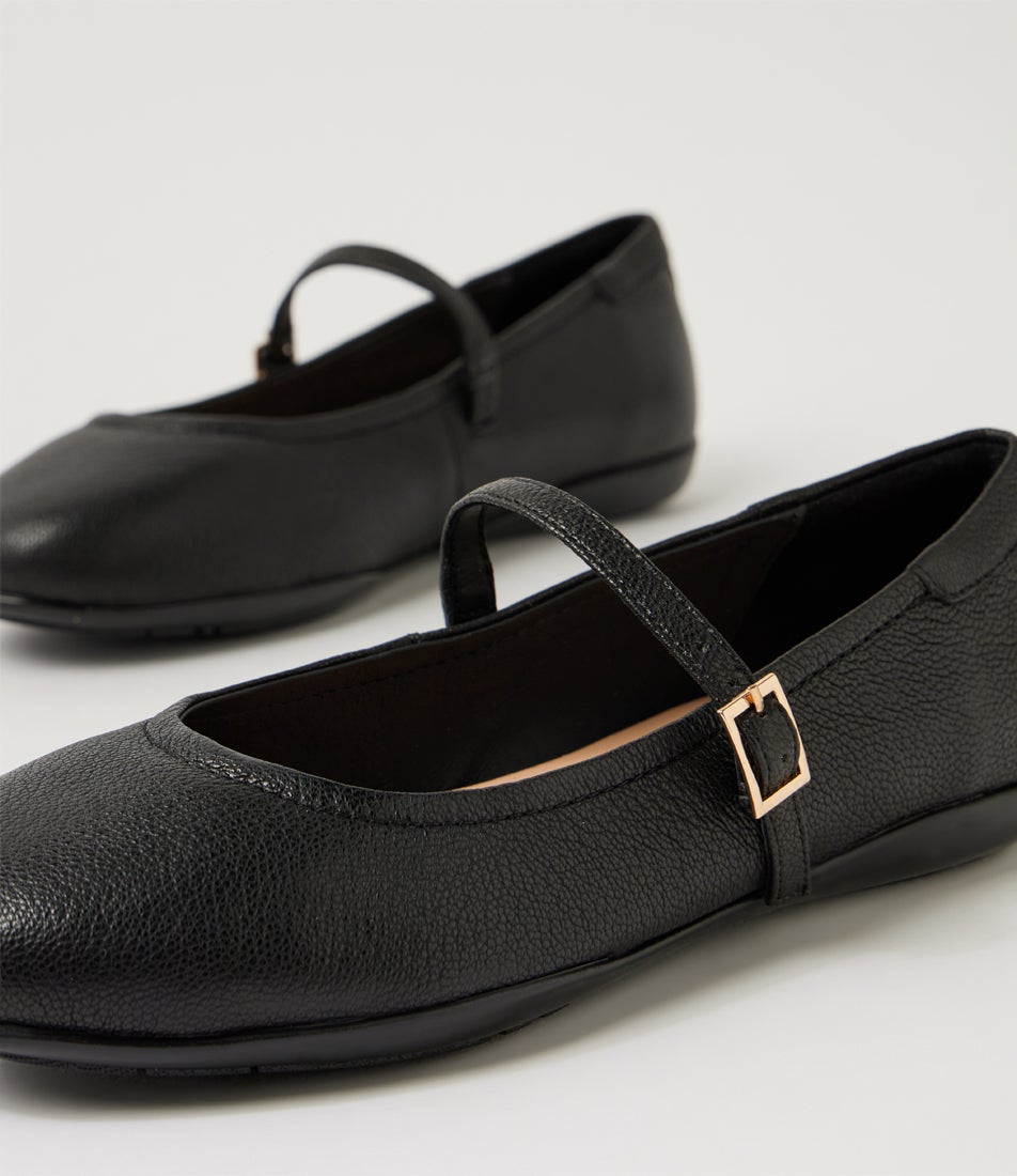 Aurora Black Leather Mary Janes