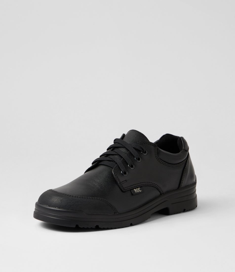 Ruckus Youth Black Leather School Shoes