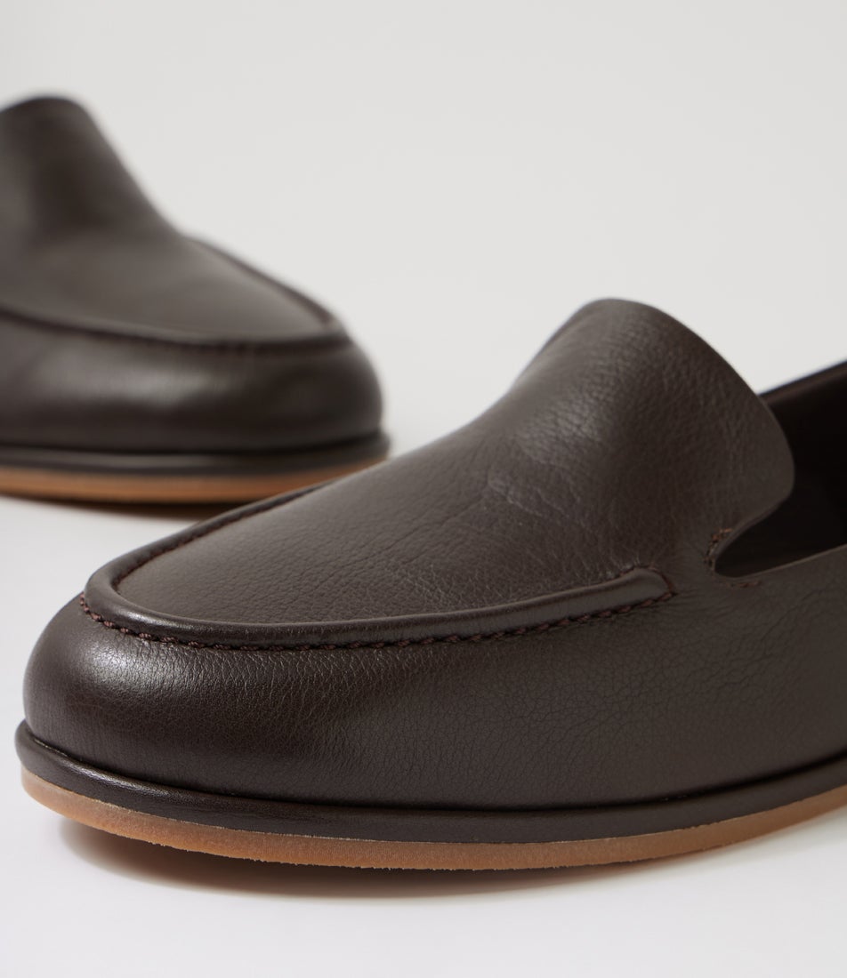 Rayens Choc Leather Flat Shoes