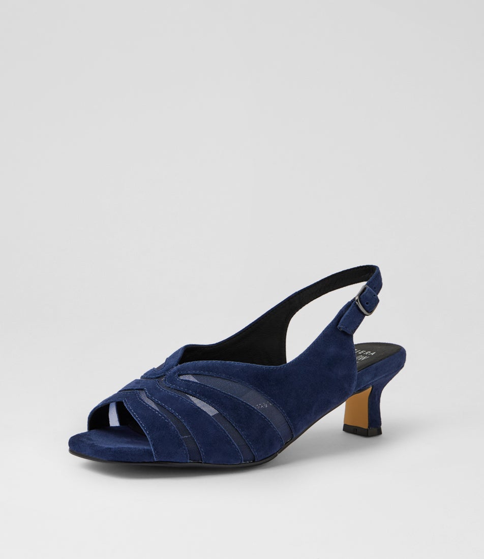 Itta Xw Navy Suede Mesh Sandals