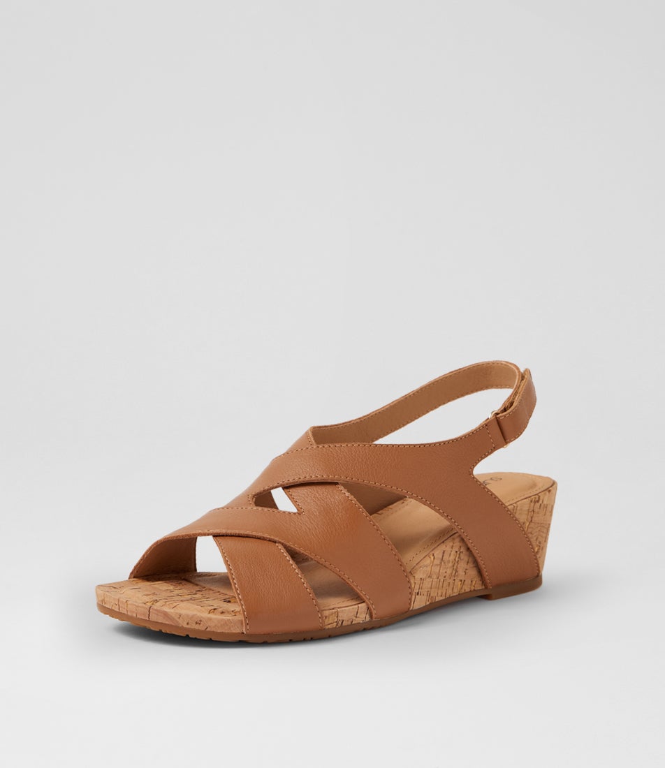 Sars Dark Tan Cork Leather Sandals Sars Dark Tan Cork Leather Sandals