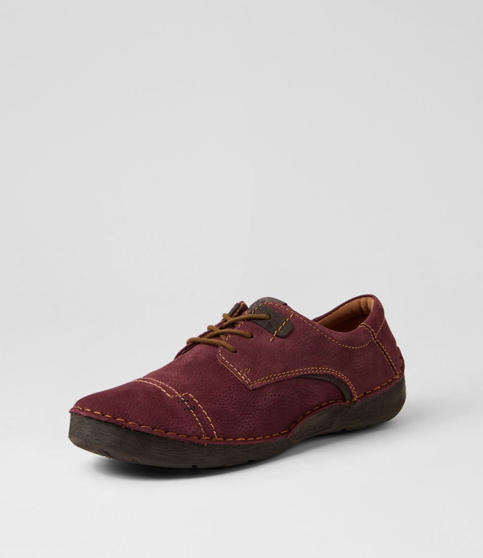 Fergey 41 Plum Kombi Leather Lace Up Flats