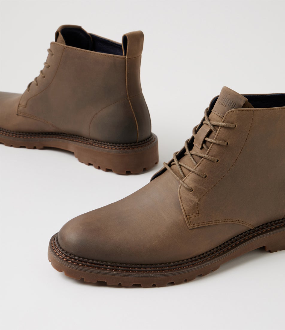 Evan Sandstone Leather Lace Up Boots
