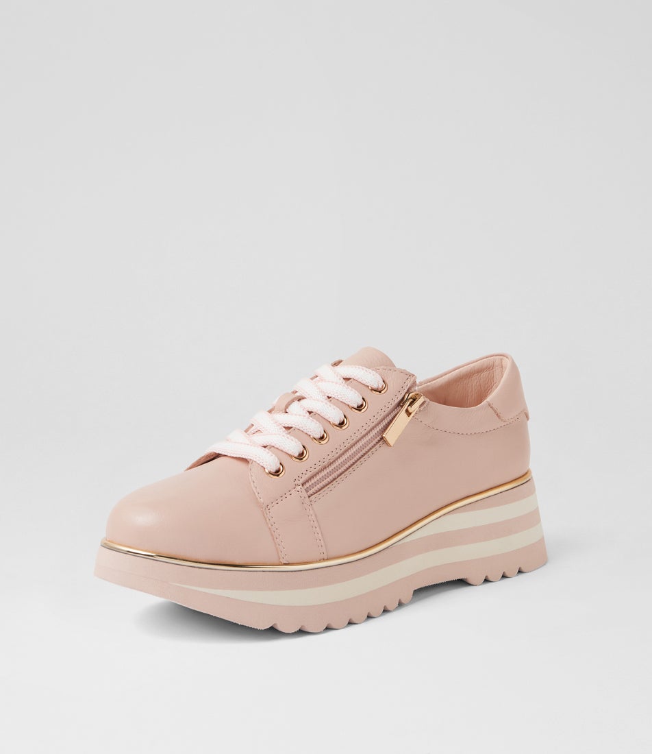 Eammes Rose Milk Leather Lace Up Flats