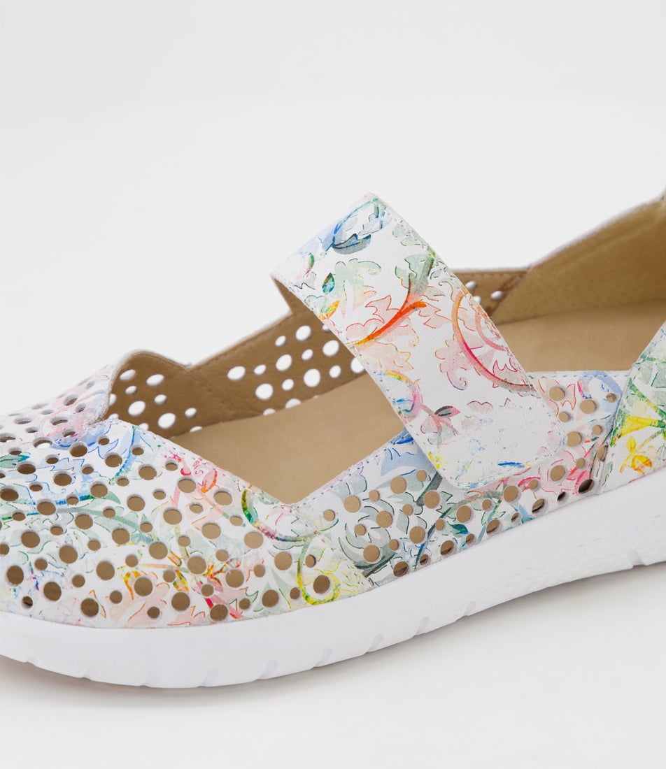 Sindis Xf Almond Floral Leather Mary Janes