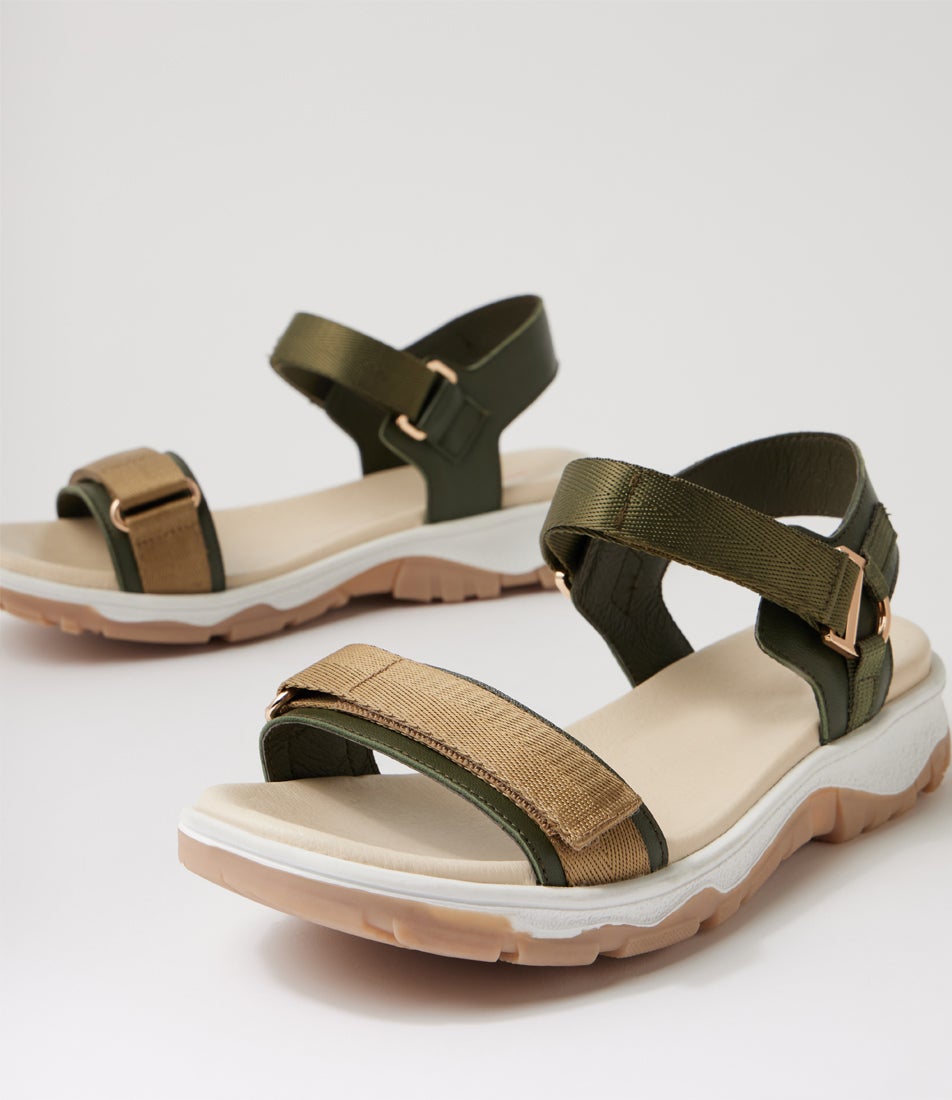 Ramble Olive Taupe Multi Leather Sandals