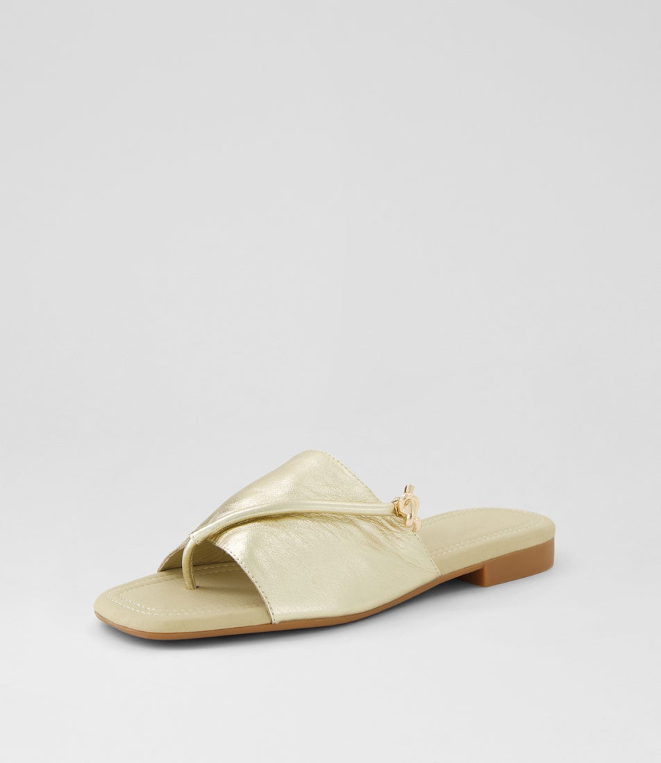 Genia Gold Leather Slides