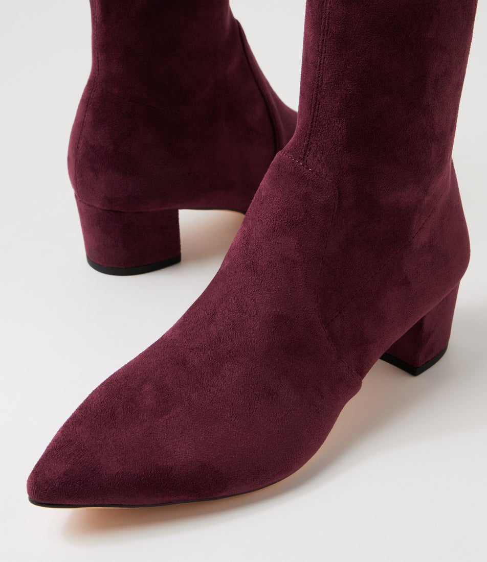 Auston Burgundy Microsuede Ankle Boots