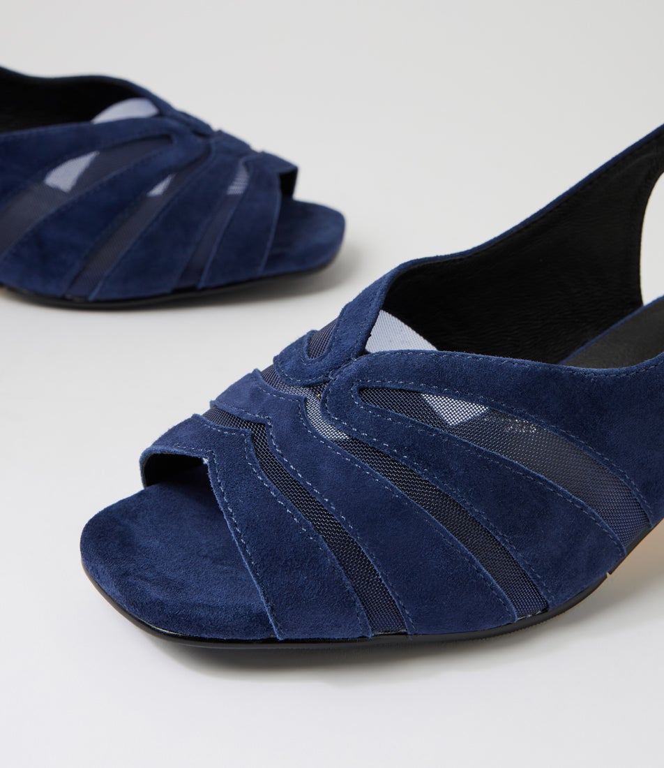 Itta Xw Navy Suede Mesh Sandals