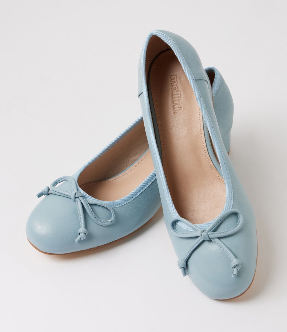 Jave Pale Blue Leather Heels