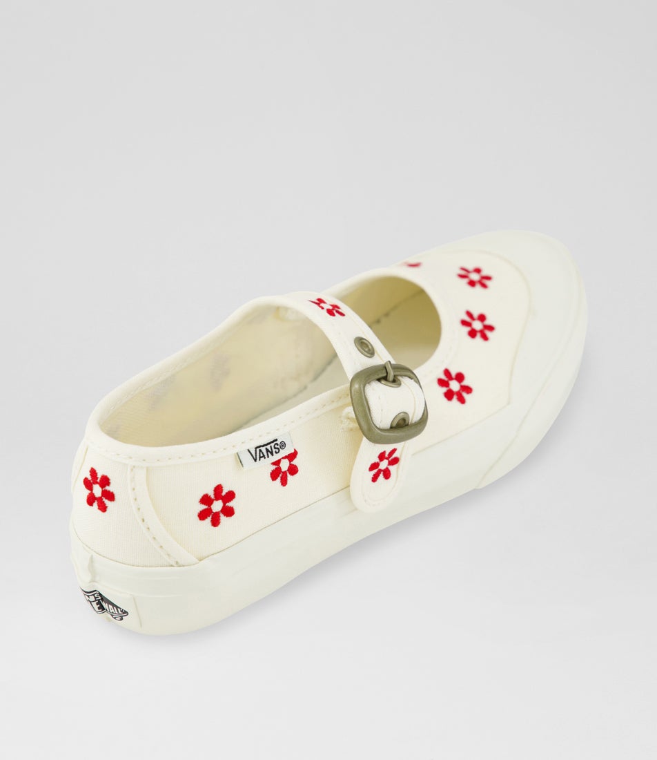 Mary Jane Junior Chantilly Floral White Canvas