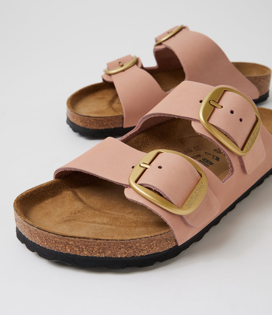 Arizona Big Buckle Soft Pink Nubuck Slides