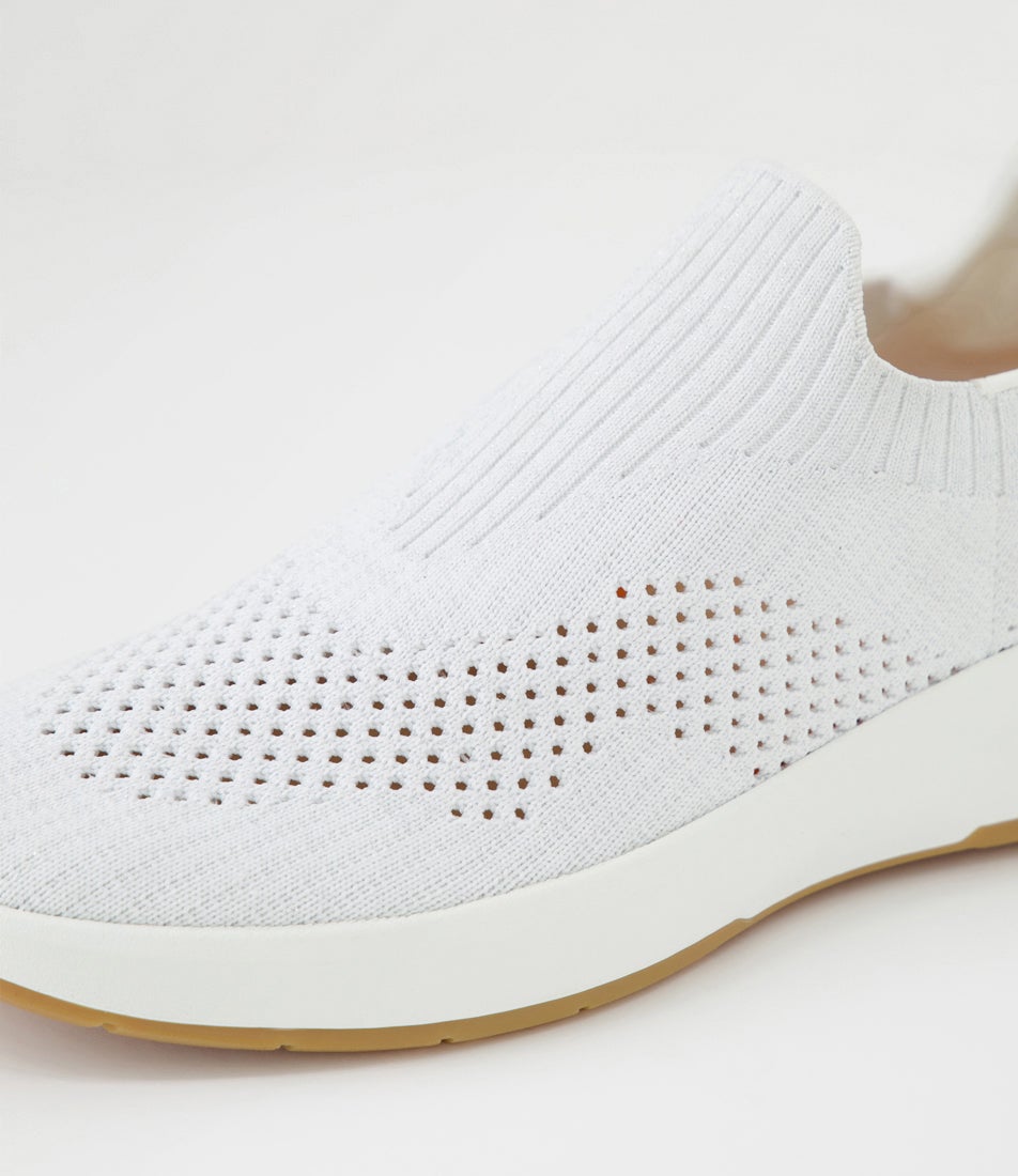 Tru Pace White Silver Knit Sneakers