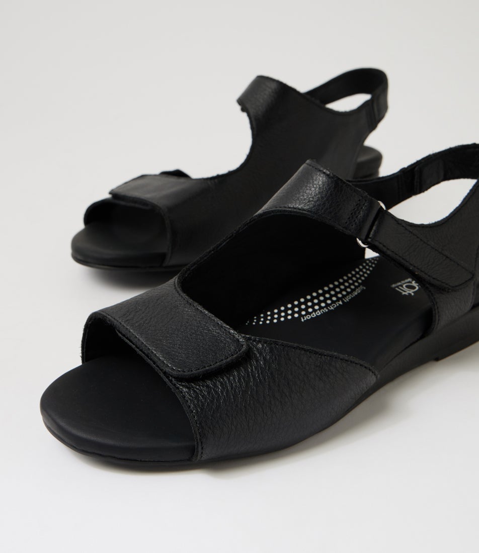 Jarrine Black Leather Sandals