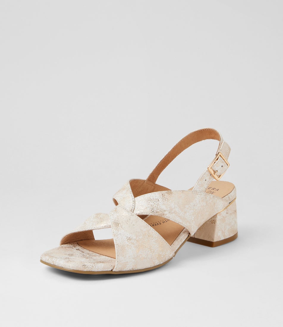 Carlen W Ivory Fireworks Leather Sandals