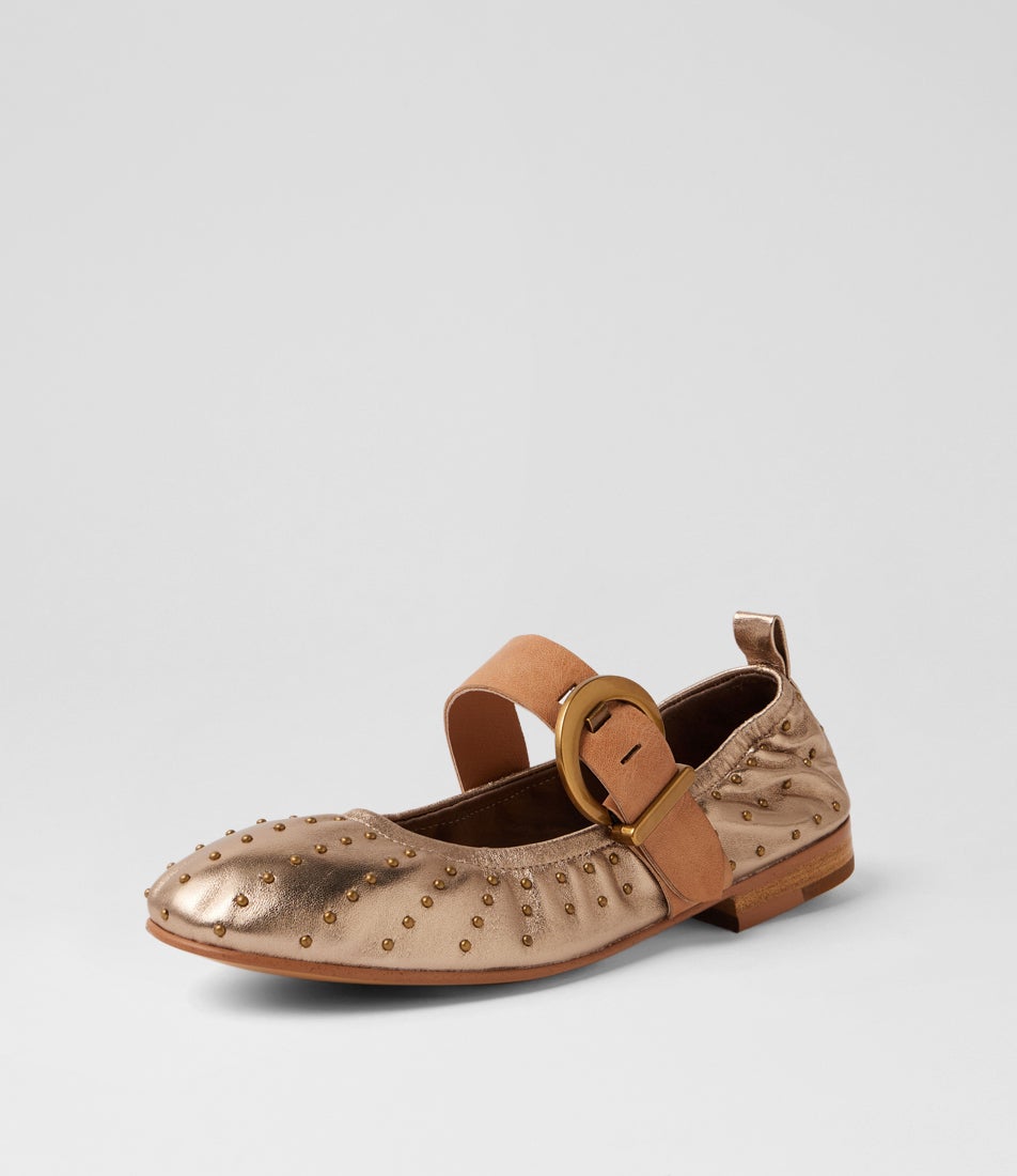 Ivon Champagne Tan Leather Ballet Flats