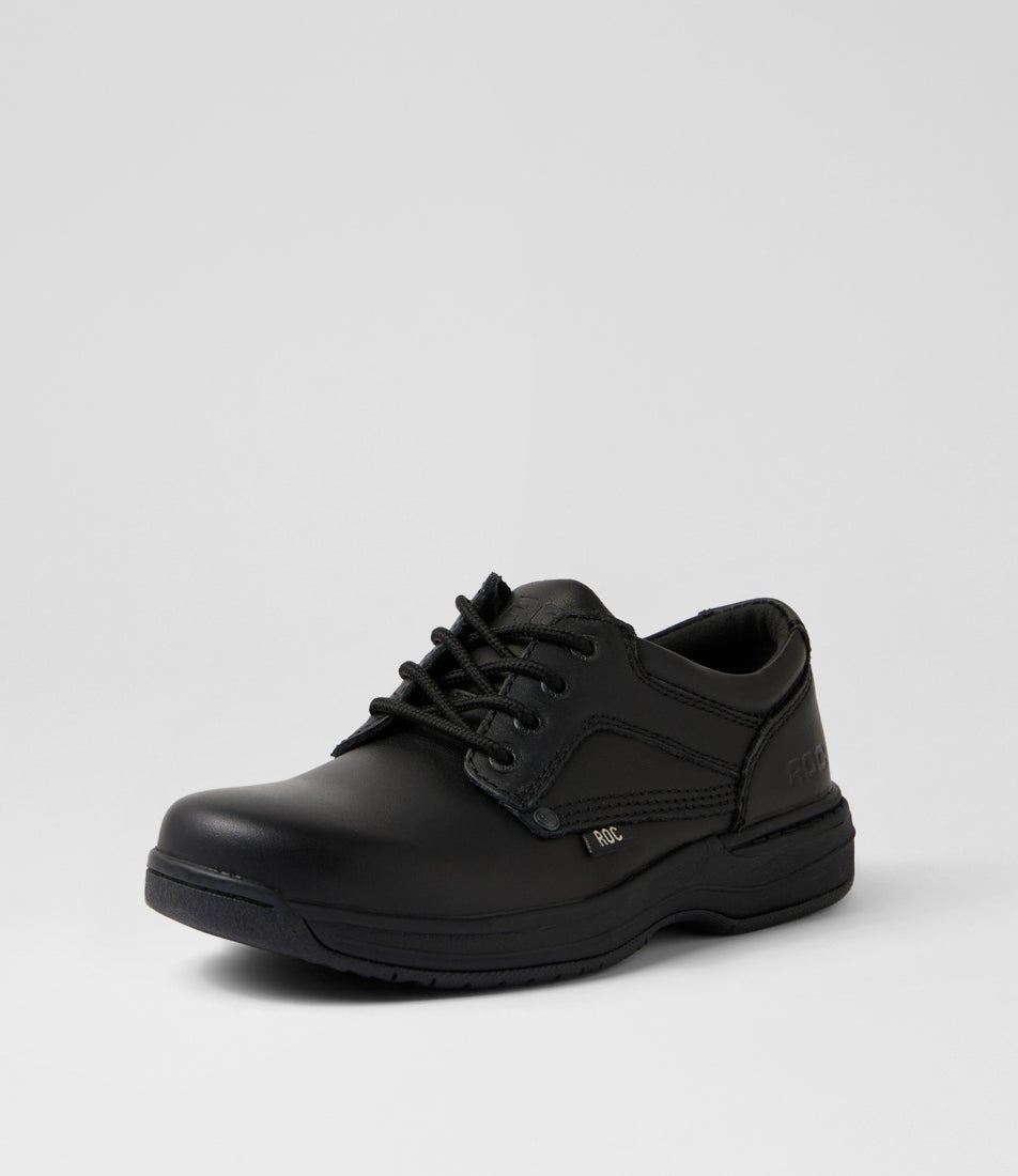 Aero Youth Black Leather Lace Up School Shoes