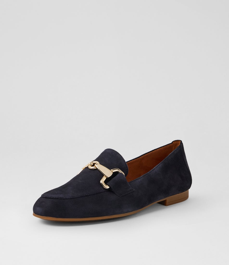 Celest Dark Blue Suede Loafers