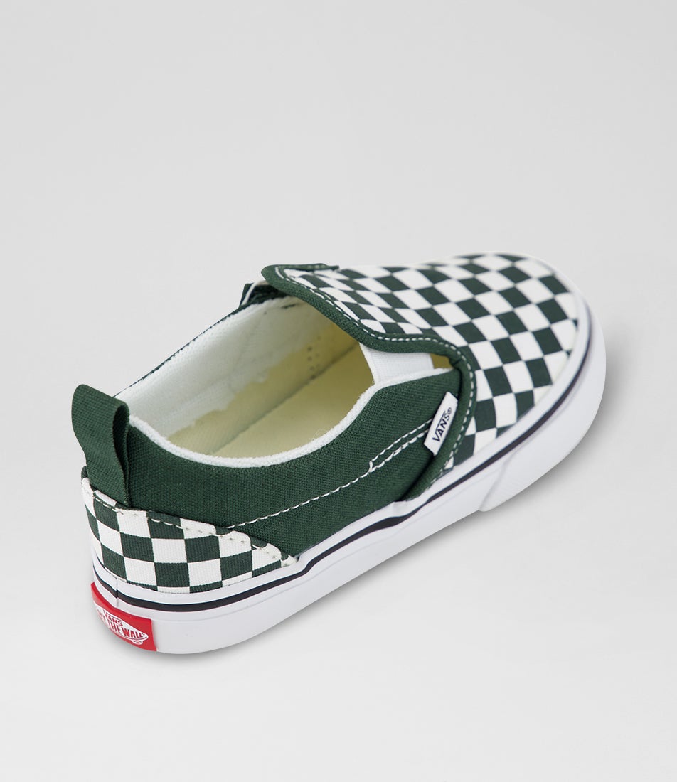 Slip On Checker Toddler Checkerboard Oil Green Canvas Sneakers