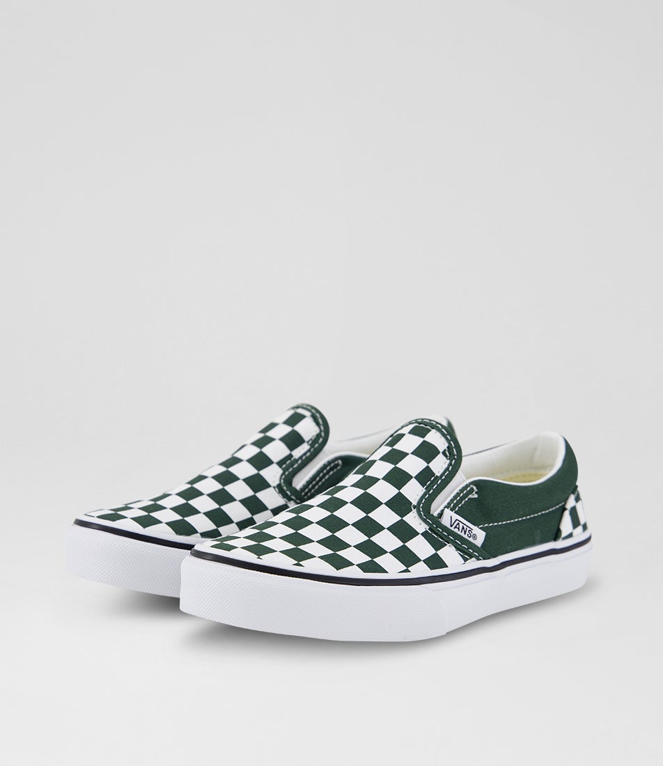 Slip Junior Checkerboard Oil Green Canvas Sneakers