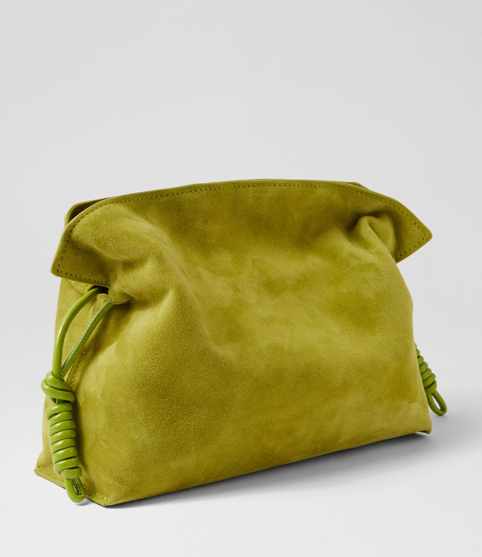 Della Matcha Suede Handbag