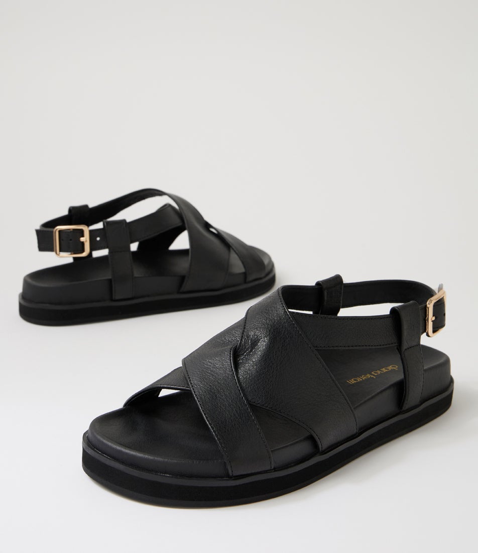Vebbie Black Leather Sandals