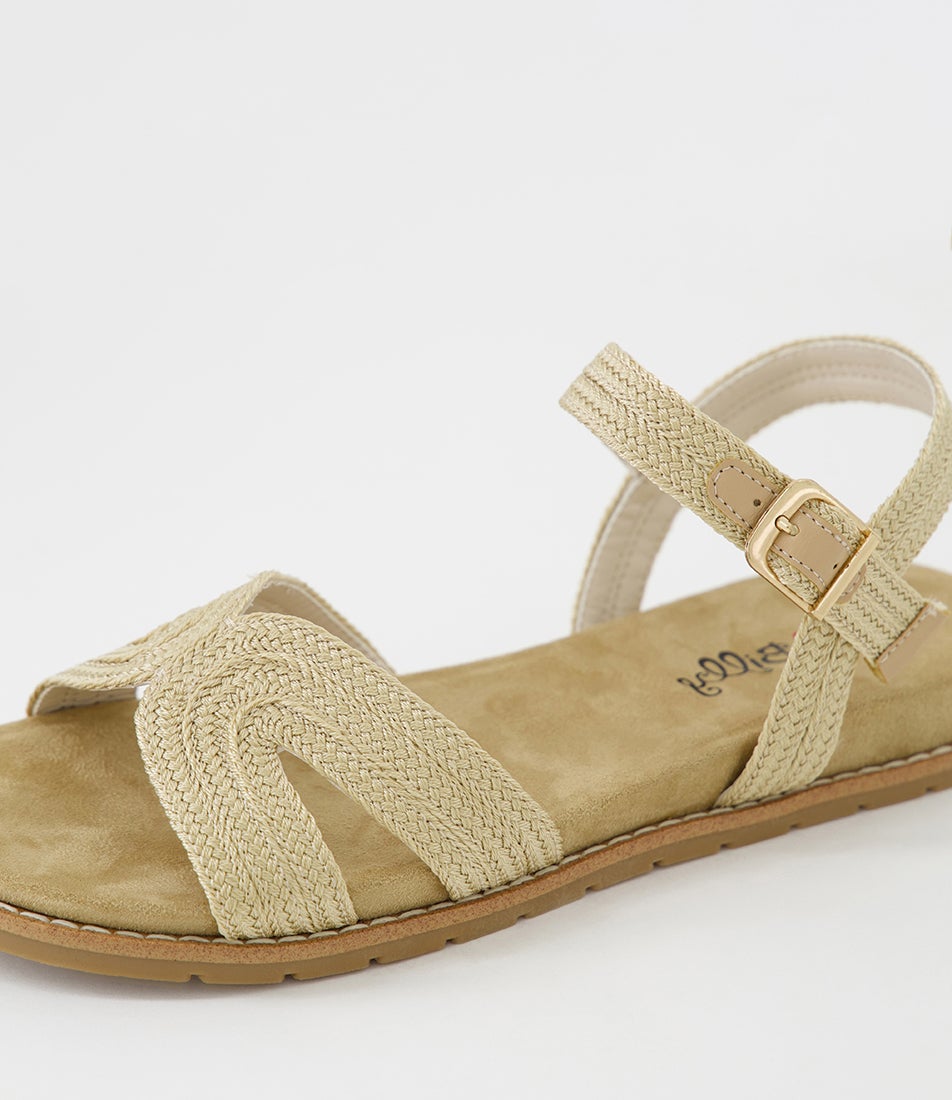 Farrah Champagne Fabric Sandals
