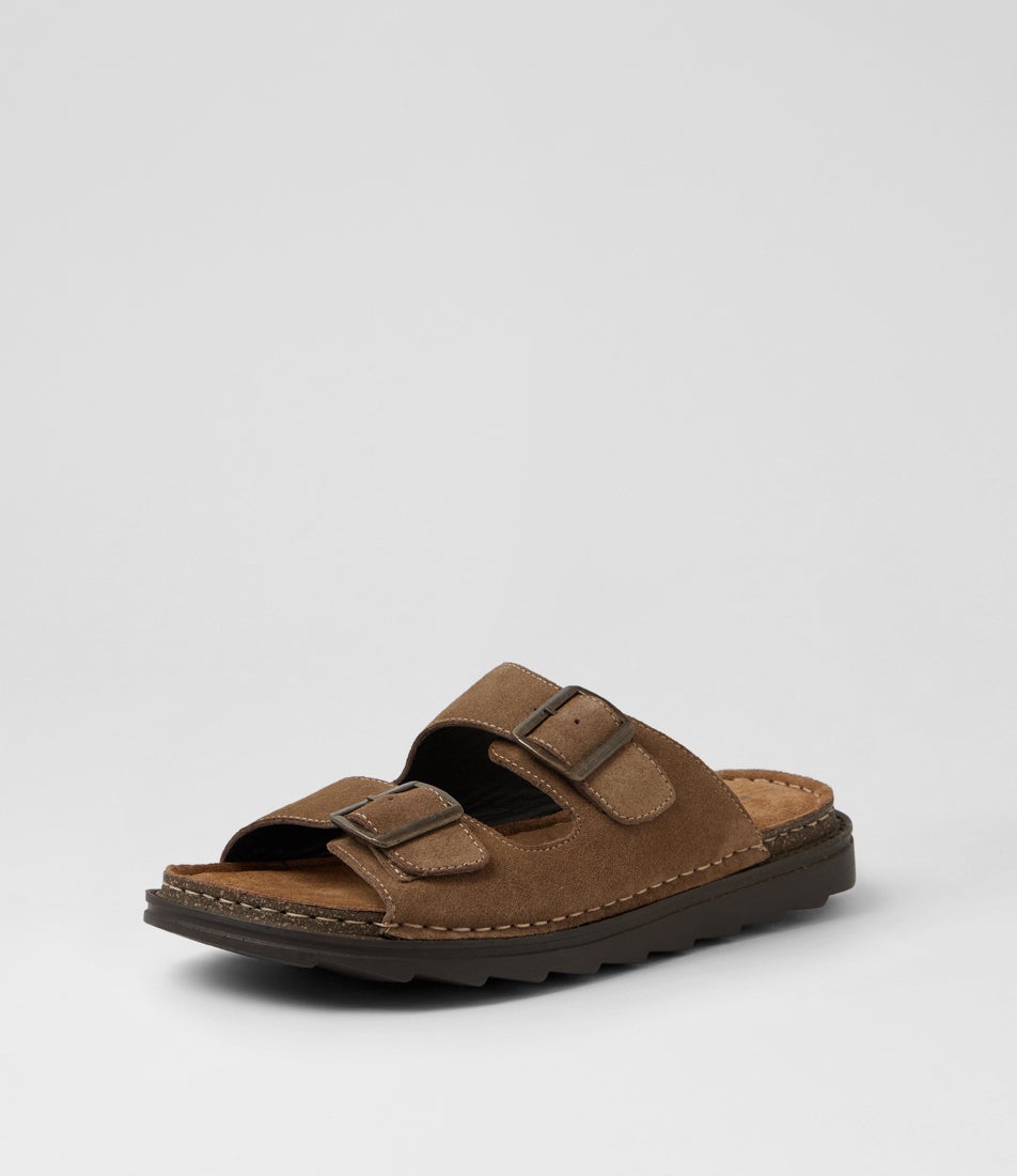 Irvin Taupe Suede Slides