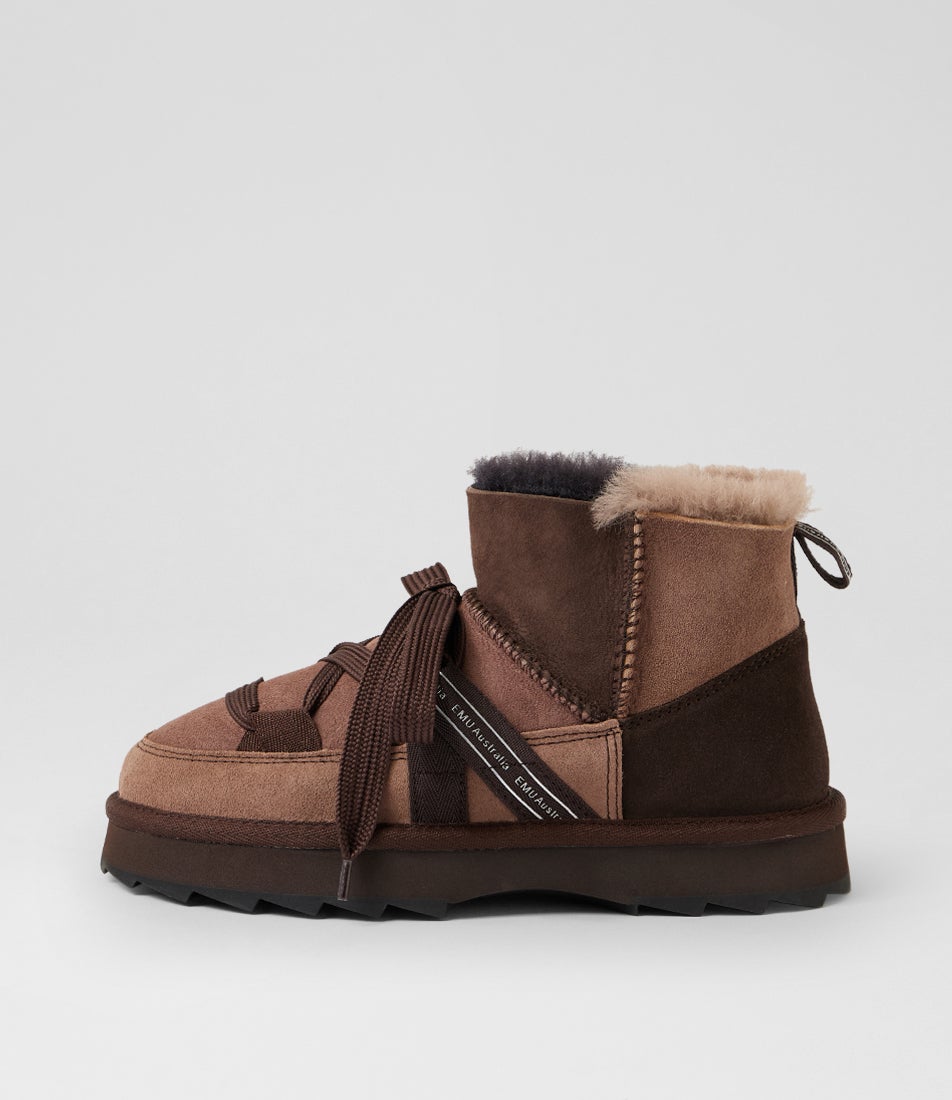 Blurred Micro Patchwork Chocolate Suede Slippers