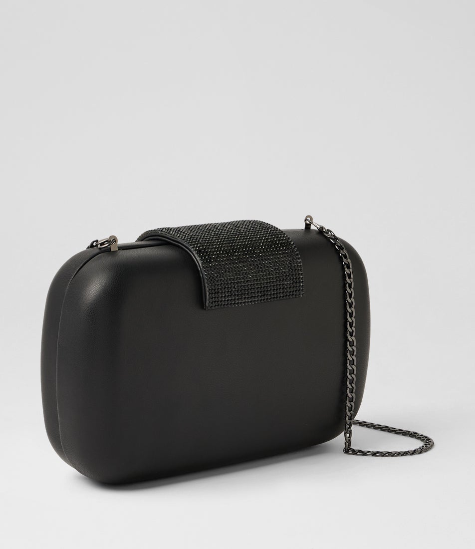 Selene Crystal Black Fabric Clutch