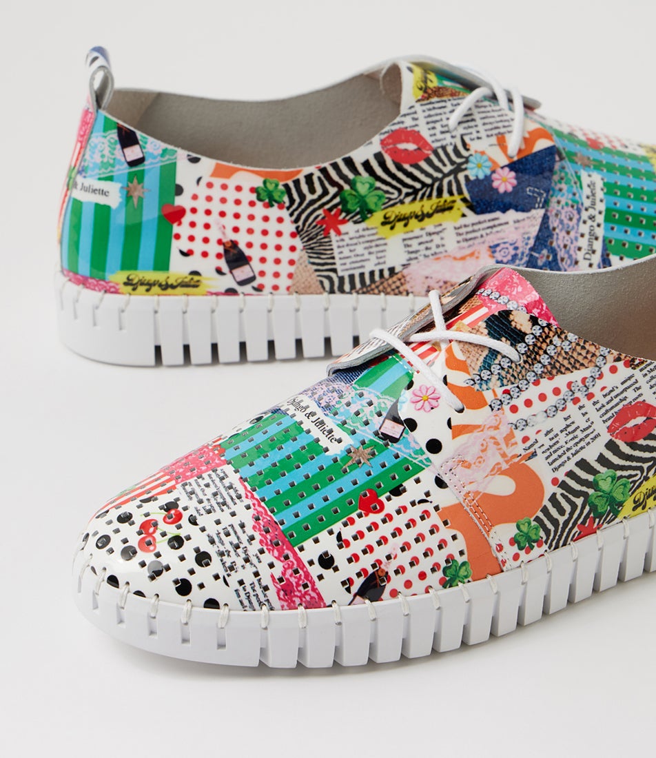 Huston Collage 2 White Patent Leather Sneakers