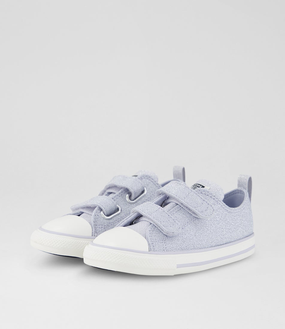 Ctas Low Shine On Toddler Almost Lavender Silver White Twill Sneakers