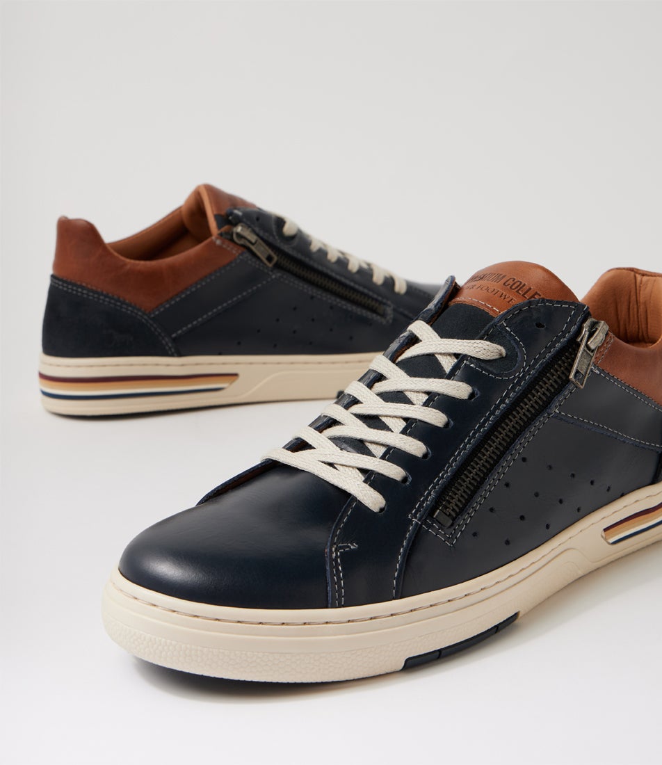 Mooks Blue Leather Sneakers