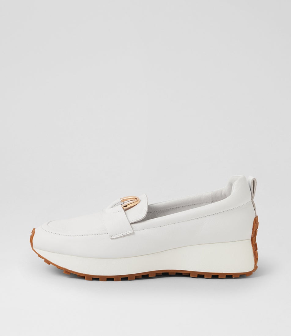 Zester White Leather Slip Ons
