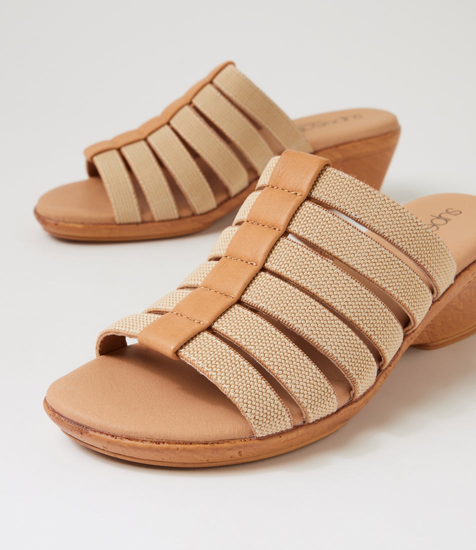 Victorias Natural Leather Elastic Sandals