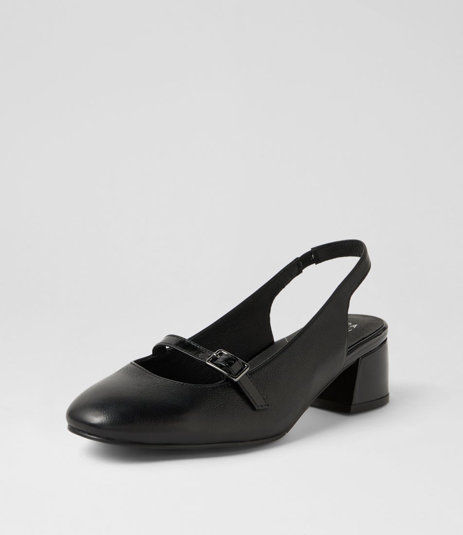 Zolmy W Black Leather Heels