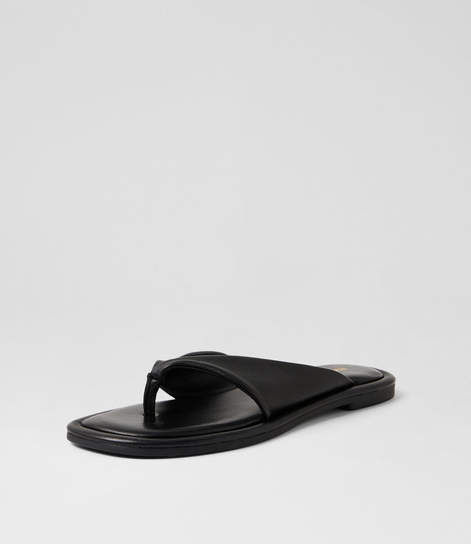 Malune Black Leather Sandals