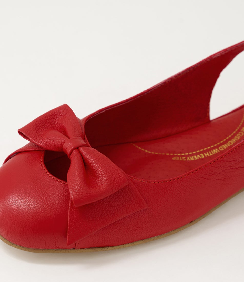 Deloe W Red Leather Slingbacks