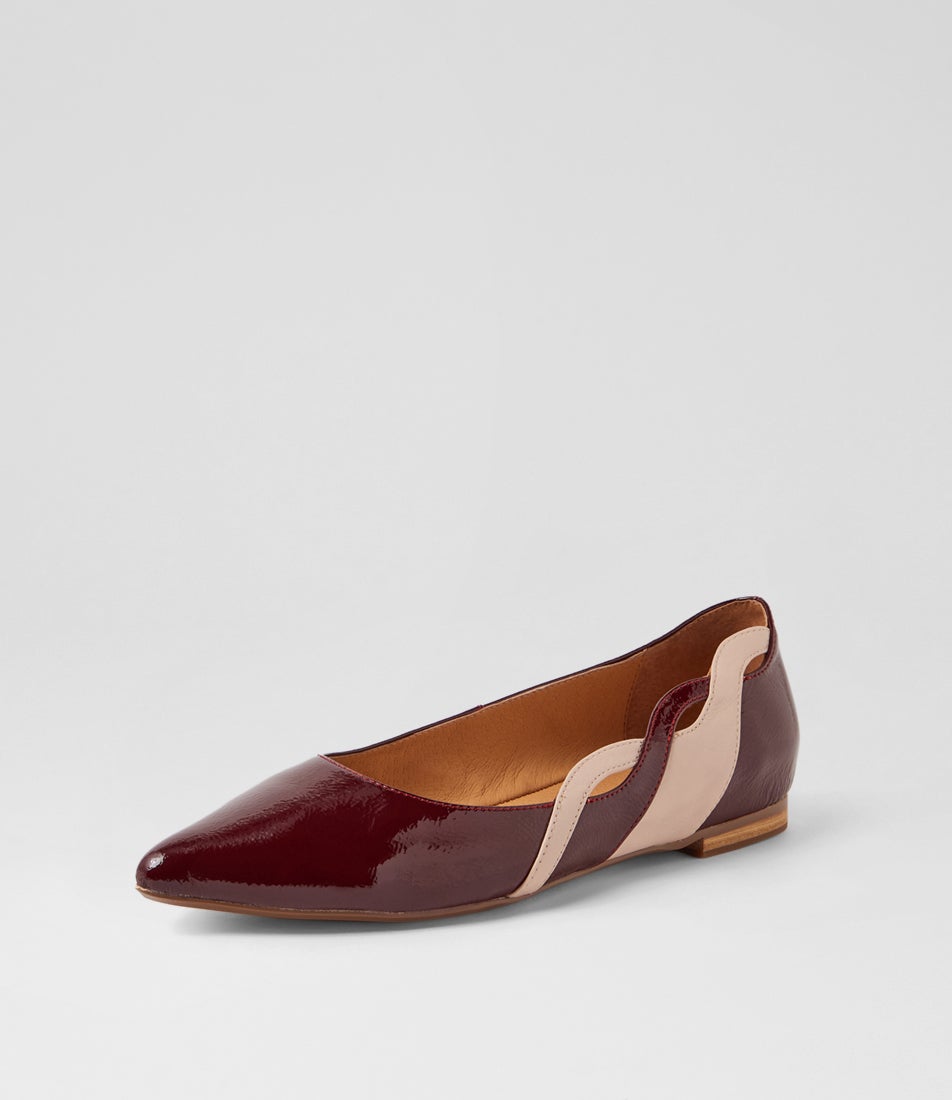 Yesica Wine Nude Patent Leather Ballet Flats