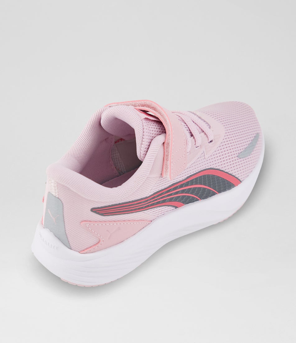 Pounce Lite Junior Rose Mauve Silver White Mesh Sneakers