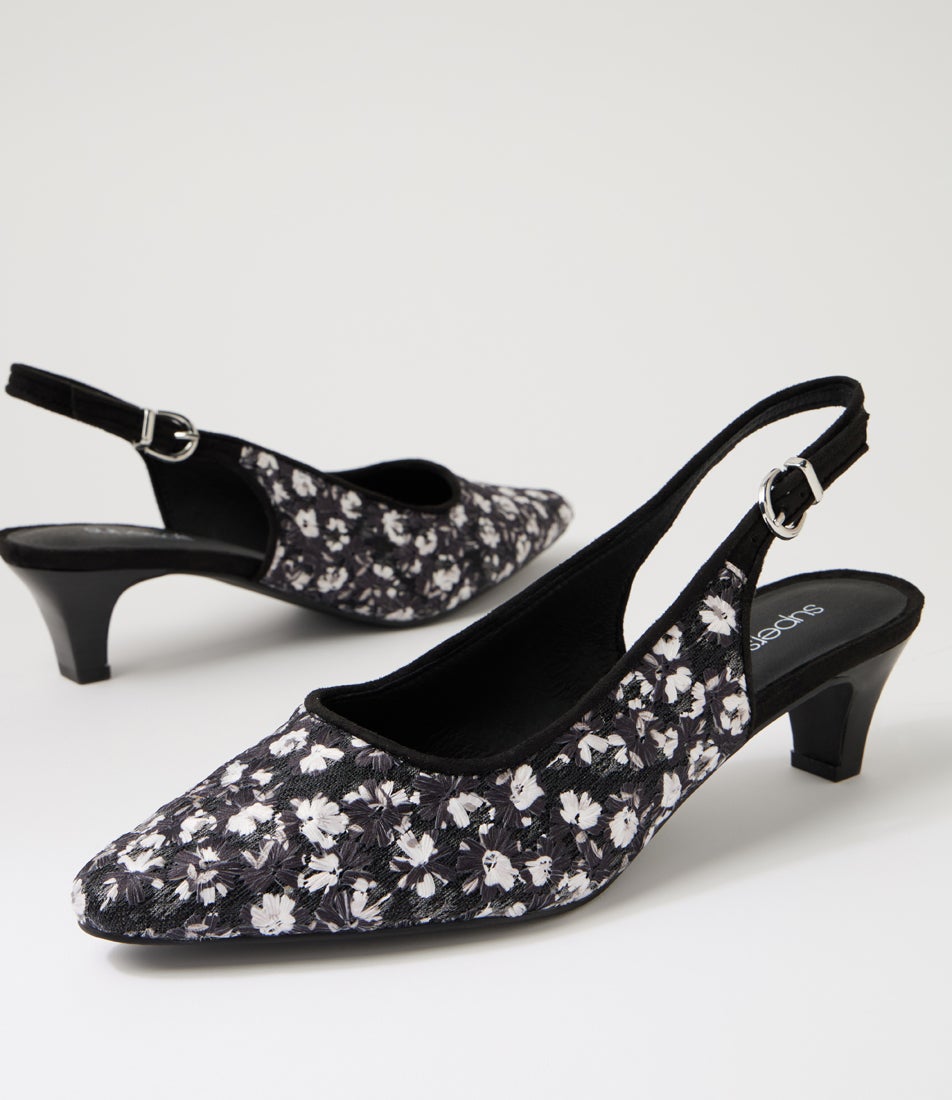 Leelee Black Flower Multi Heels Leelee Black Flower Multi Heels