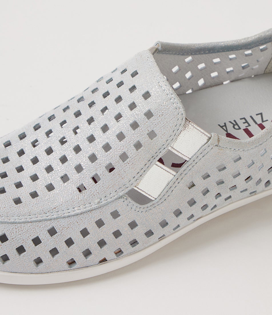 Lyona W Ice Tweed Silver Leather Elastic Loafers