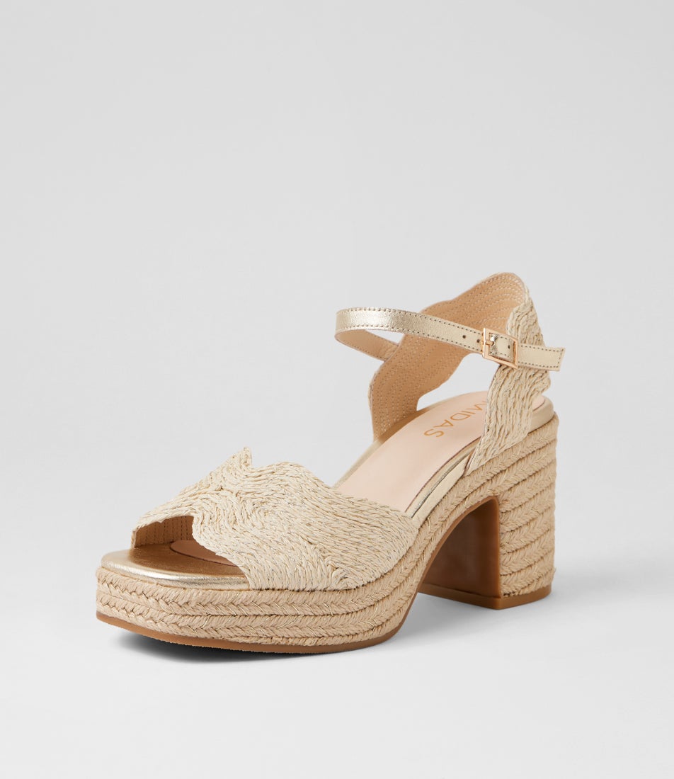 Marius Gold Syn Raffia Platform Sandals