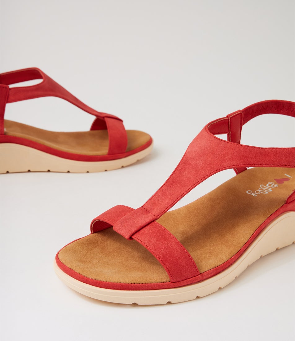 Hurno Red Nubuck Pu Sandals